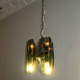 Mid century Italian pendant lamp with 9 faceted glass panels