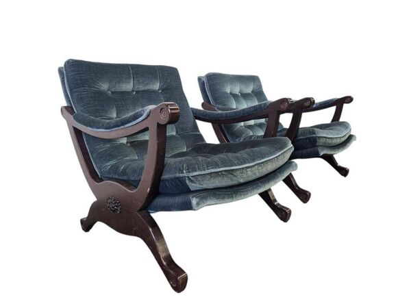Set de 2 fauteuils vintage bleus / fauteuils / sièges