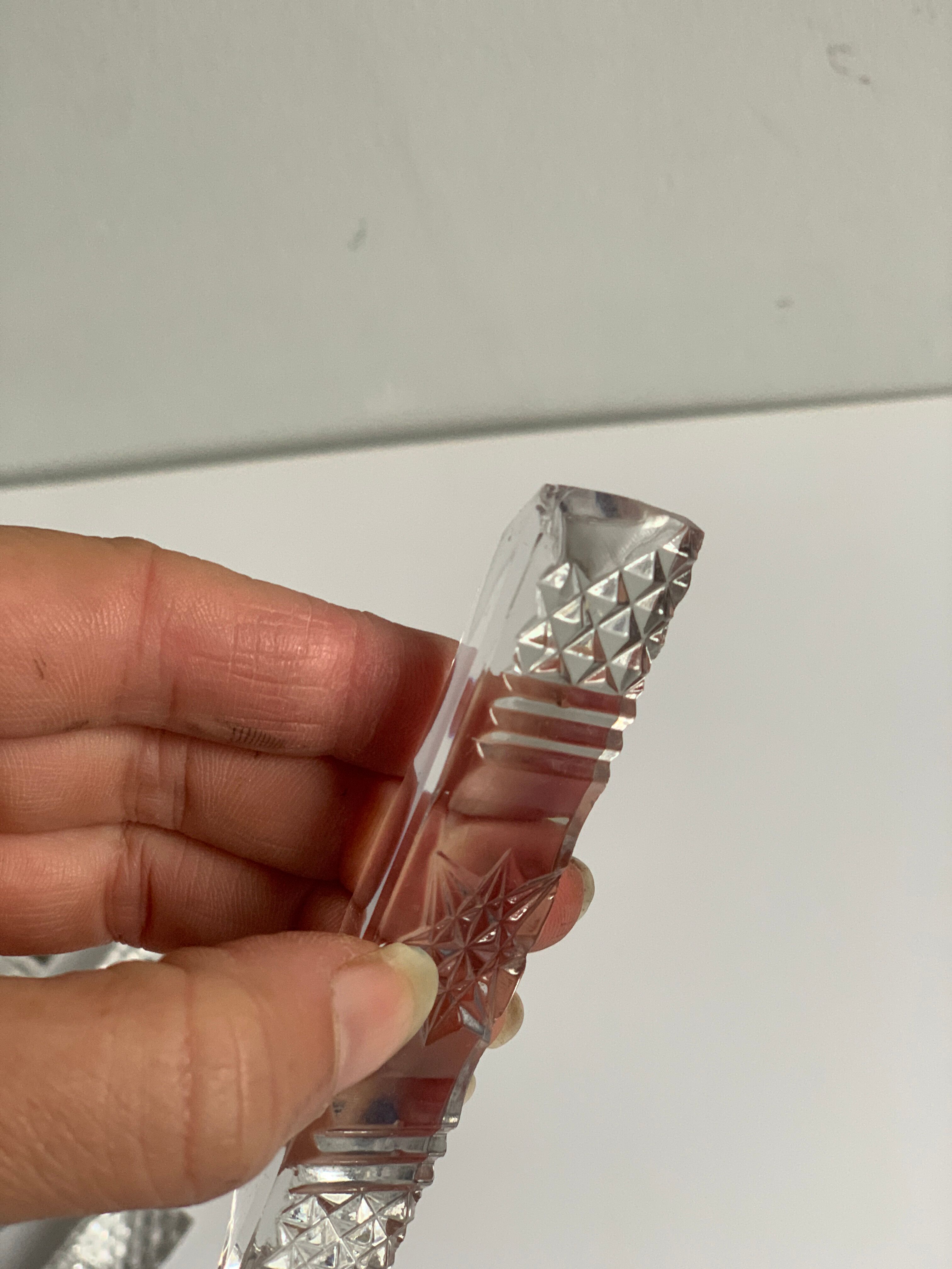12 vintage crystal knife holders