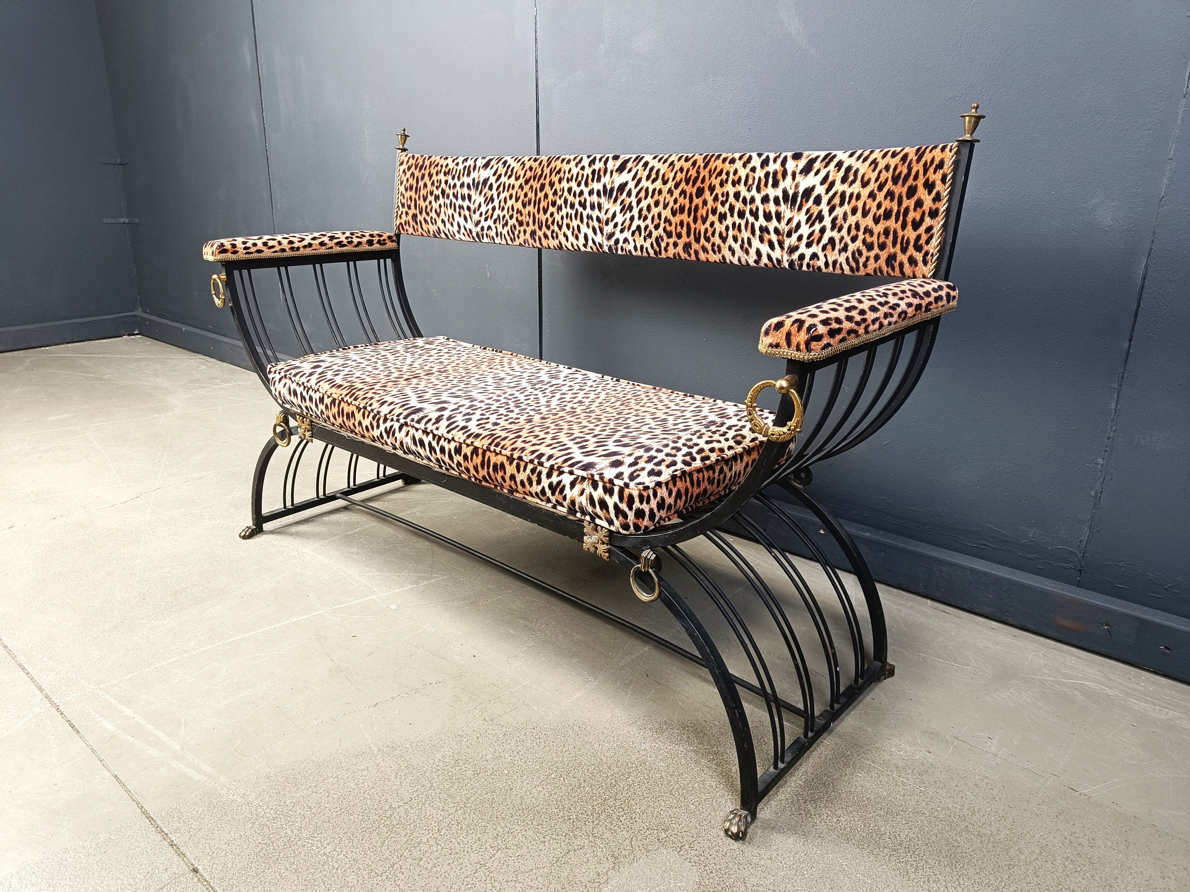 Banc curule de style Maison Jansen, années 1960