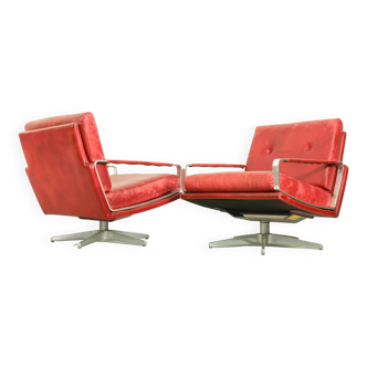 Paire de fauteuils lounge pivotants élégants du milieu du siècle, Allemagne 1960