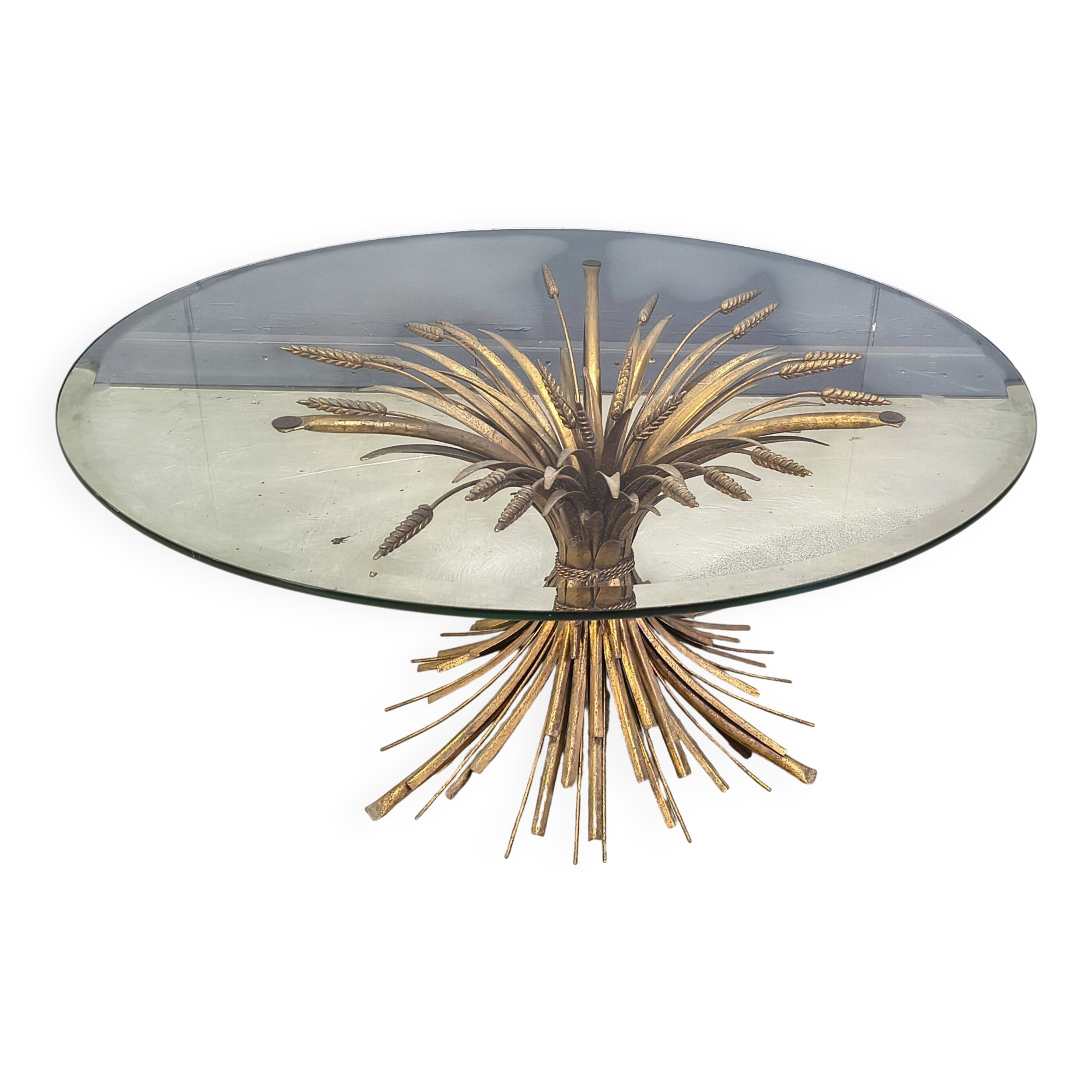 Vintage sheaf of wheat Coco Chanel coffee table, 1960s