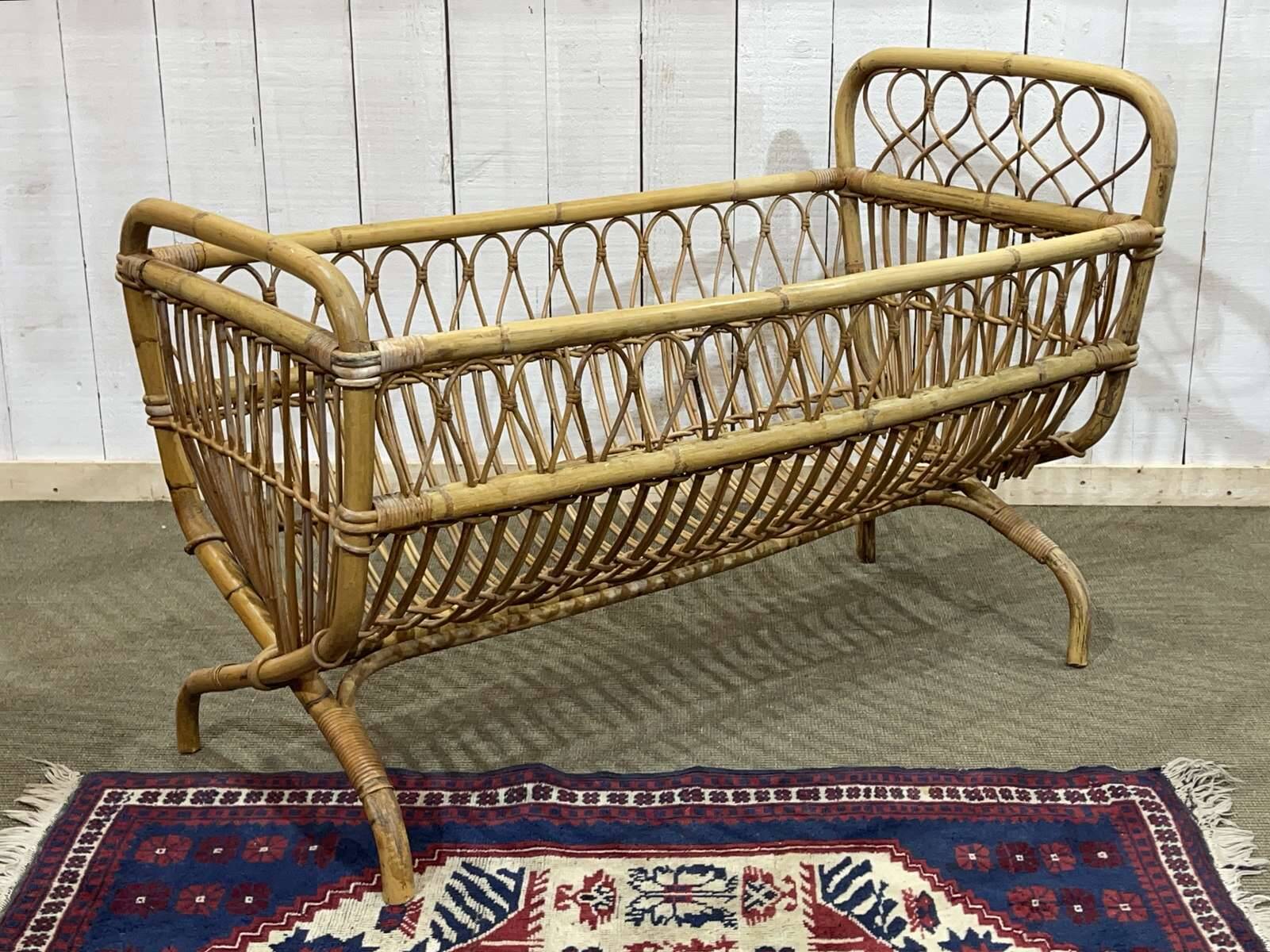 1960s rattan baby bed