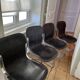 4 c2 chairs by cidue italy, in chrome metal and dark brown leather. 1970s.