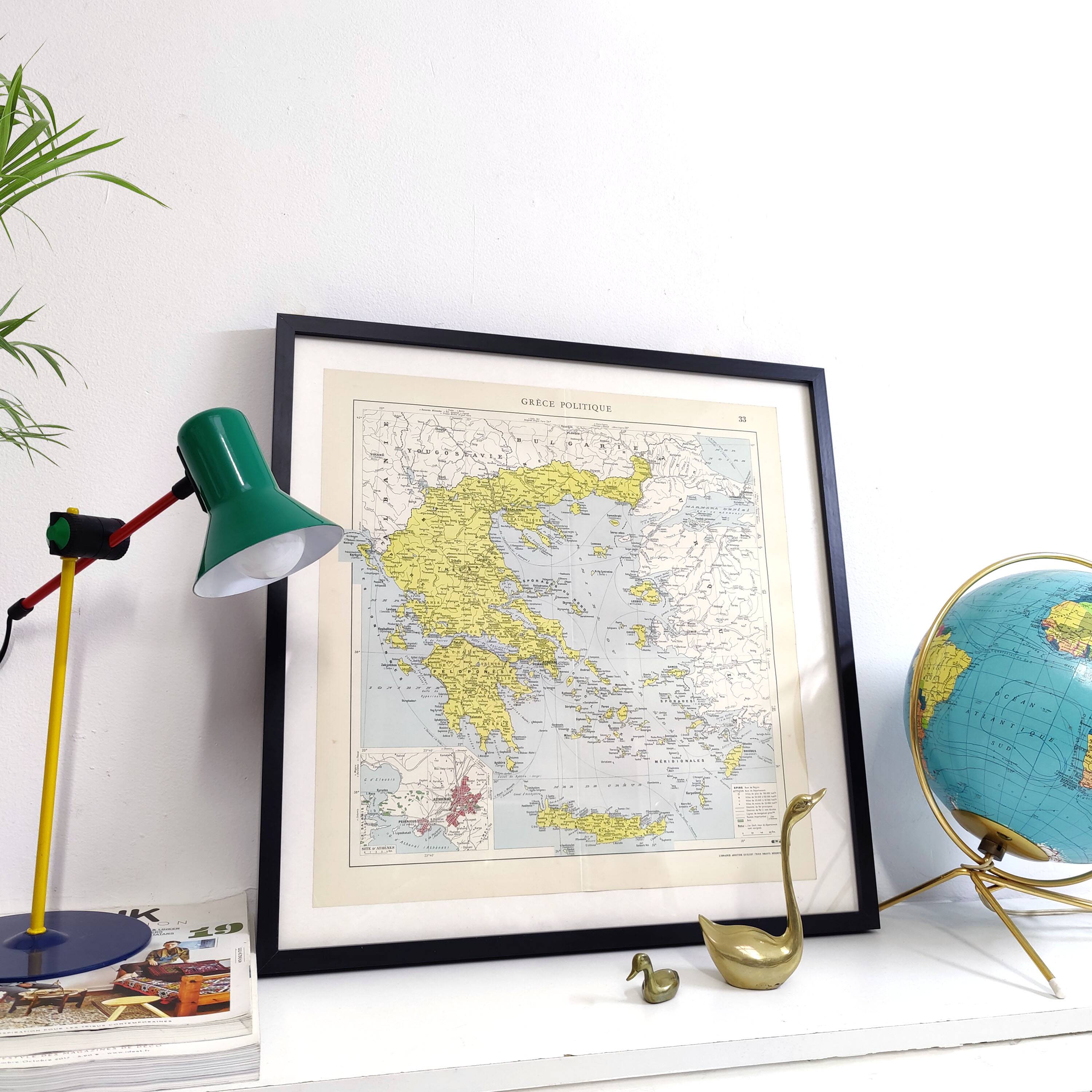 Old map Greece Crete 43x43cm from 1950