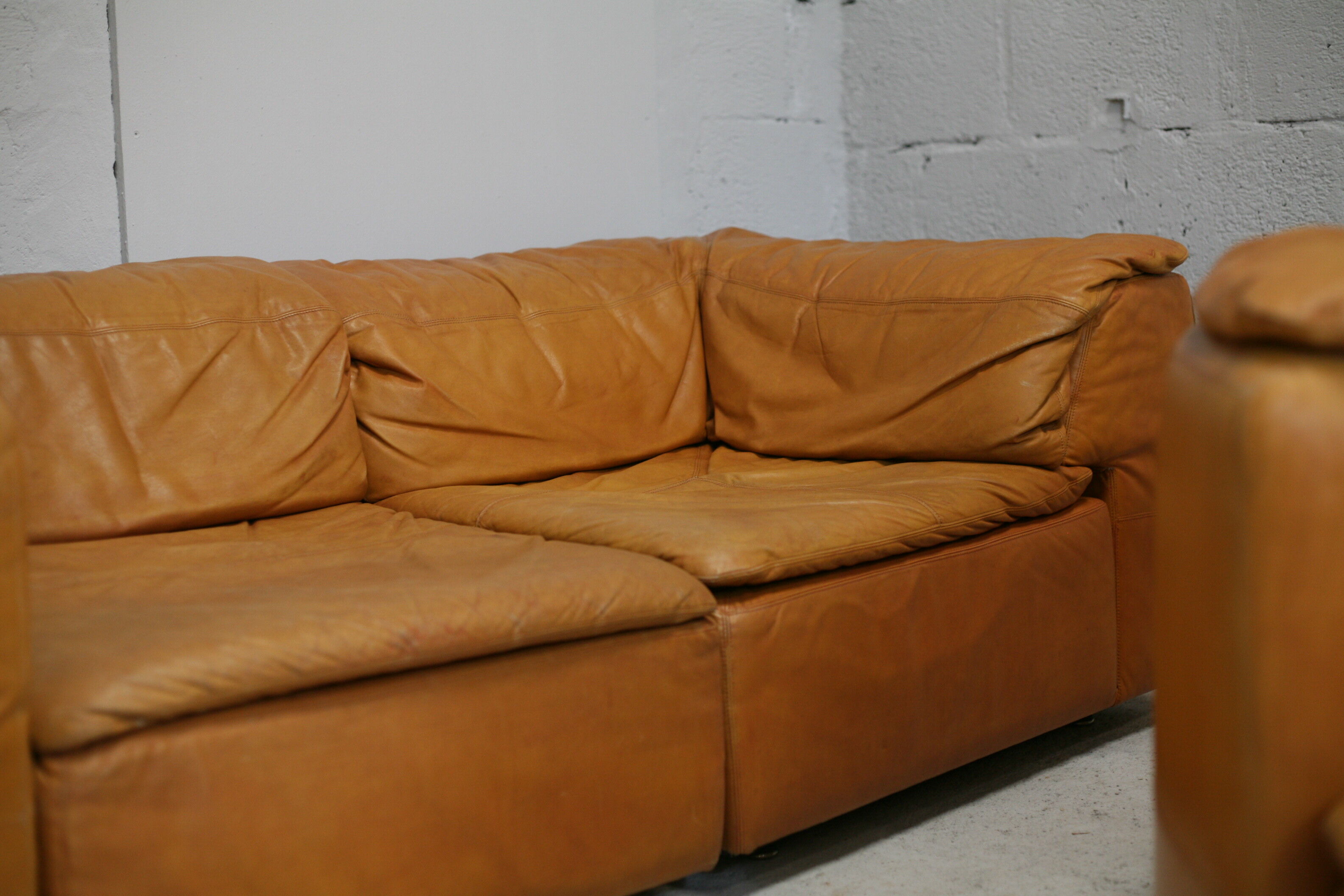 Leather modular sofa, 7 elements, 70s