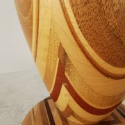 Vintage Handcrafted Wooden Vase: Unique Woodturning Sculpture, Dried Flower