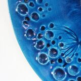 Danish mid-century blue turquoise large ceramic plate by H.A. Kahler