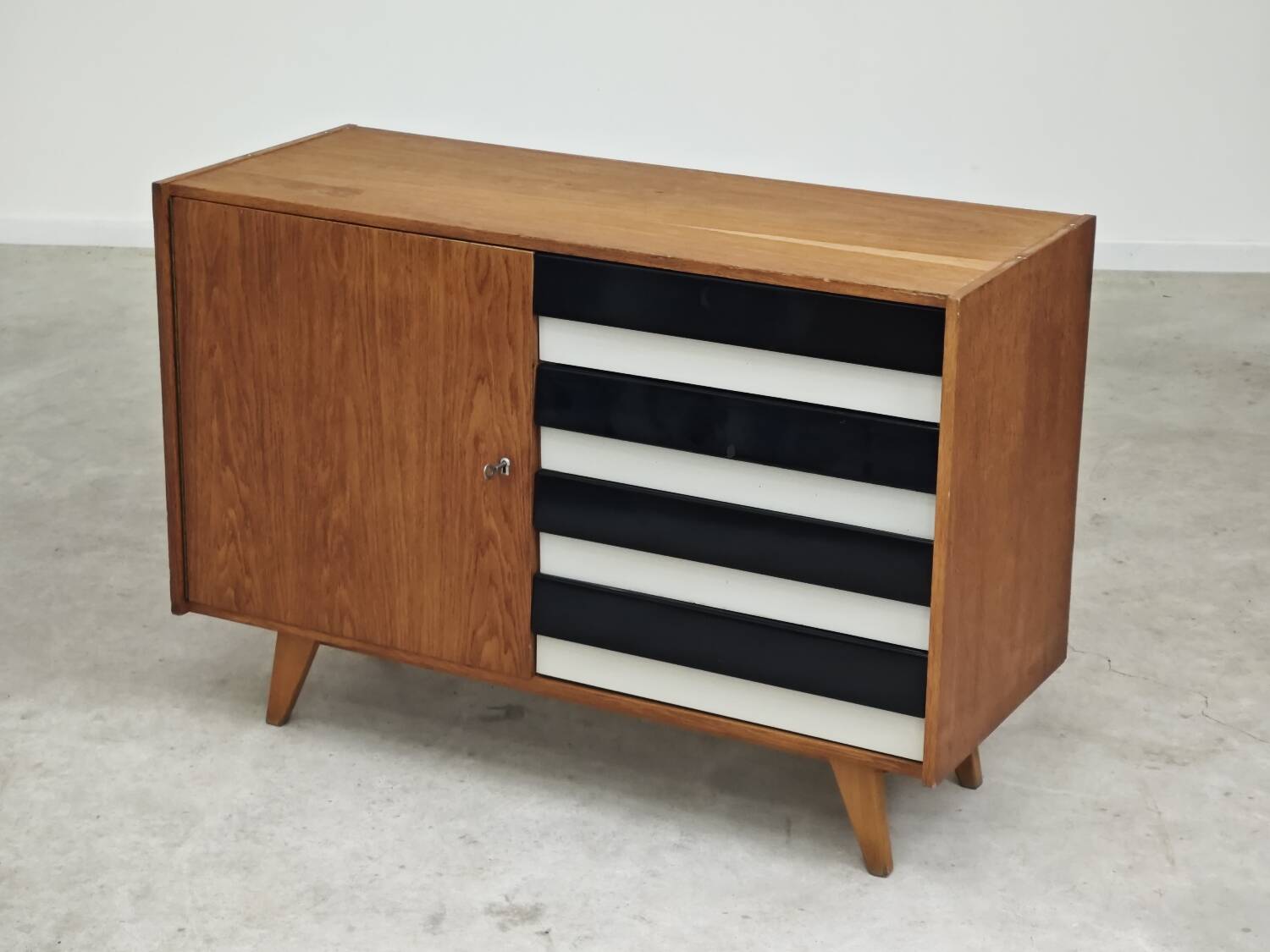 U-458 Sideboard Cabinet by Jiri Jiroutek for Interier Praha black and white 1960