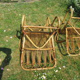 Pair vintage rattan armchairs