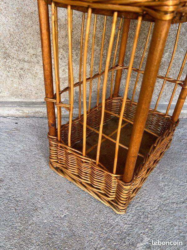 Vintage wicker bottle rack