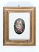 Vintage floral print with oval mat and gold wooden frame.