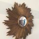 Golden wooden witch eye sun mirror, 60s
