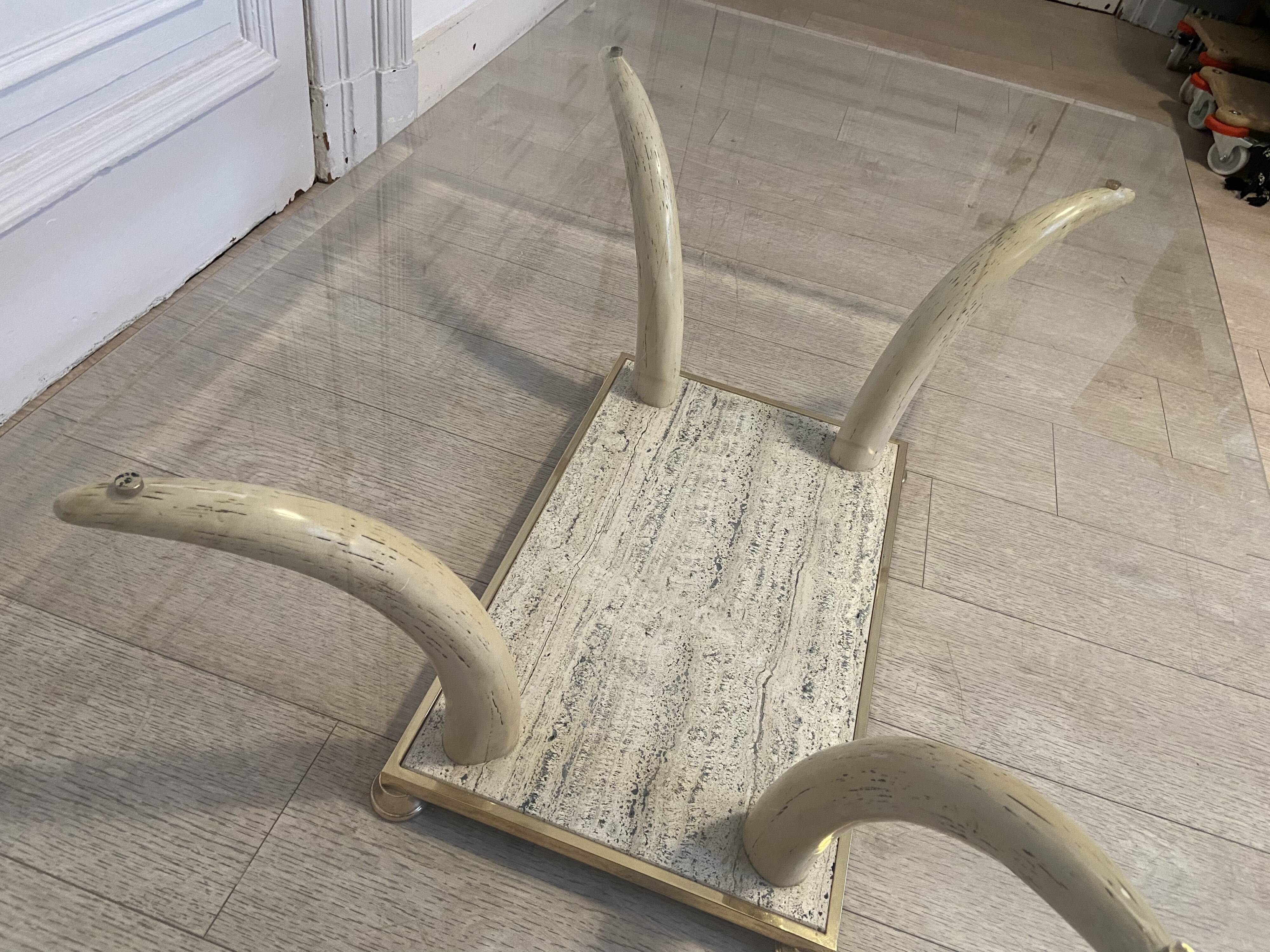 Table basse fausse défense d’éléphant, 1970s