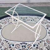 Side table, Small Art Deco Console in White Lacquered Metal, circa 1940