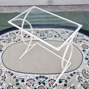 Bout de canapé, Petite Console Art Déco en Métal laqué Blanc, vers 1940