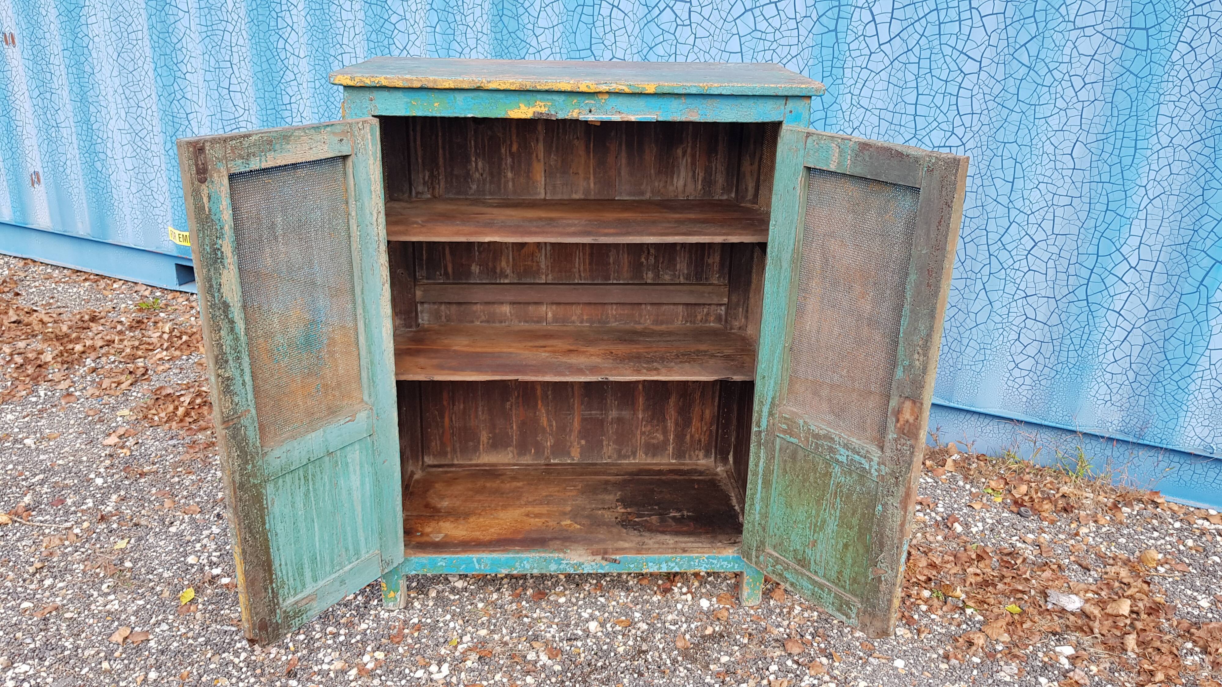 Old Burmese tek pantry with 6 mesh panels