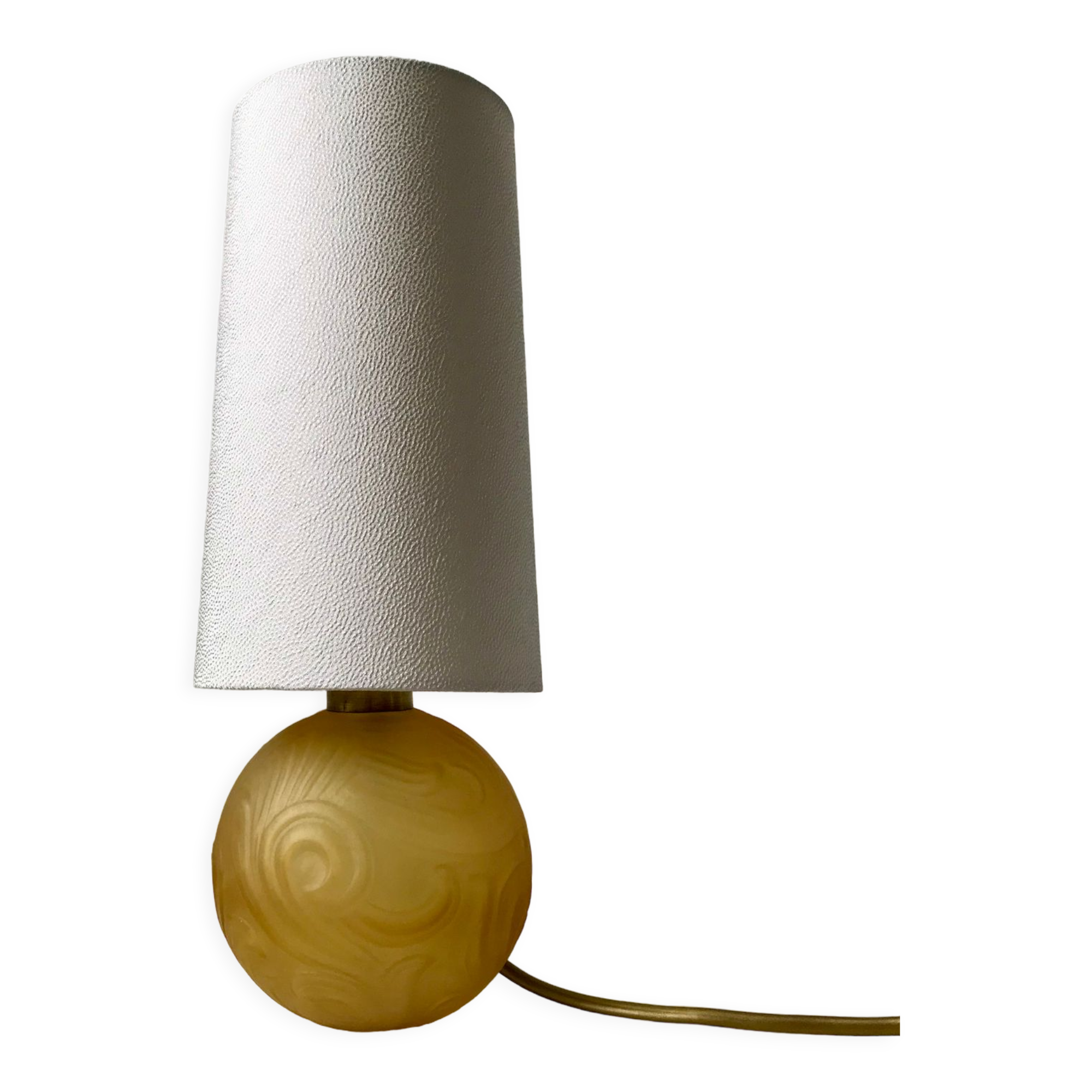 Art deco amber glass lamp and cylindrical lampshade 30s