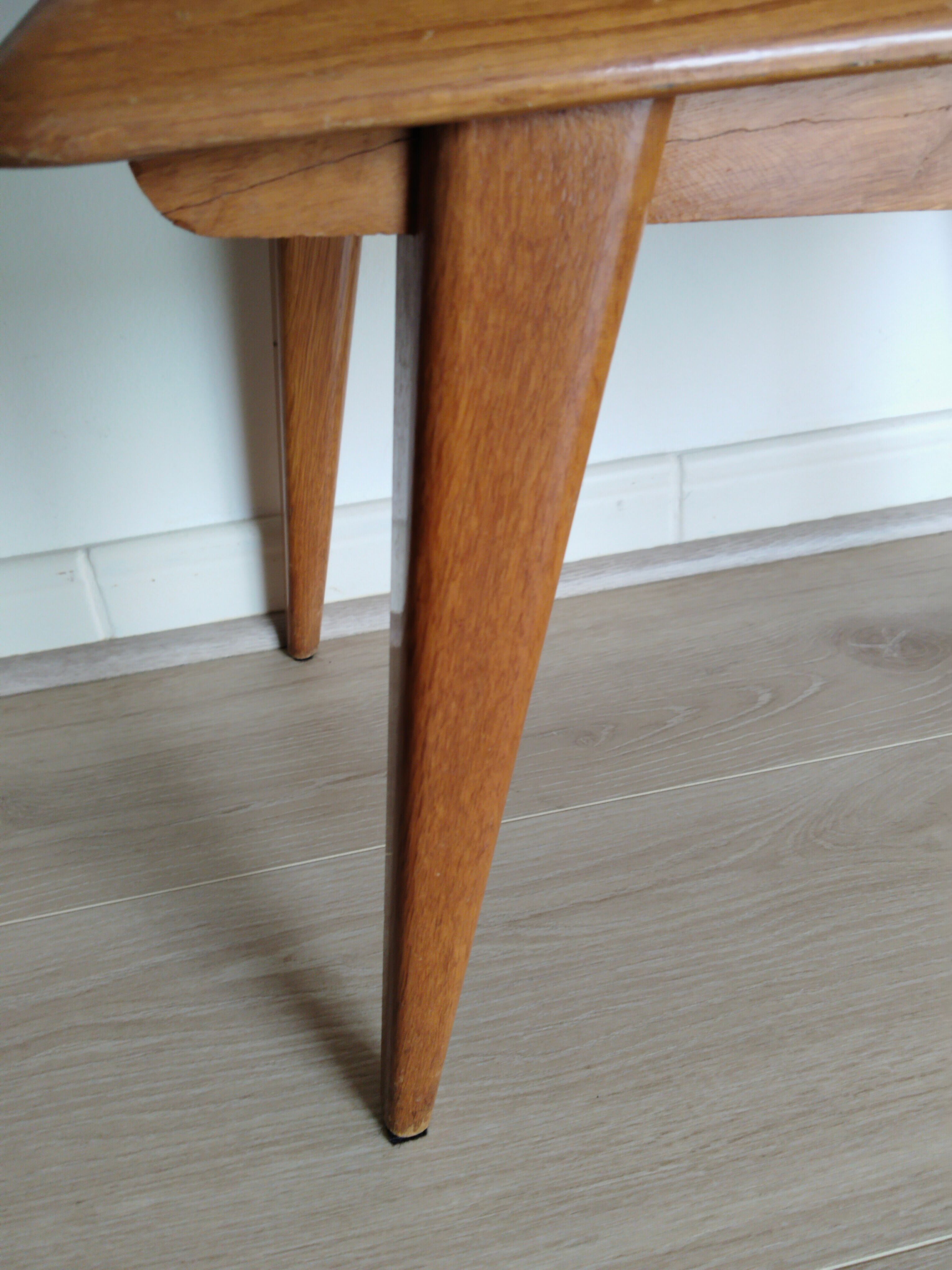 Vintage bedside table, varnish, compass legs, vintage 50s