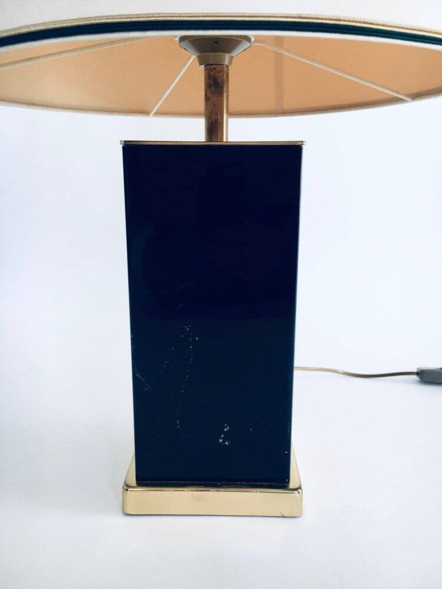 Hollywood Regency Style Black & Gold Square Table Lamp, 1970s