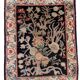 Tapis vintage fait main Tabriz – 48 x 64 cm – Noir & Motif Jardin - 1C971