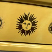 Porcelain cake dish with gold decoration, Moon and Sun