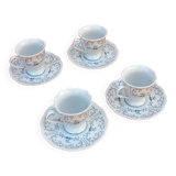 4 Cups / Saucers (shower foot) Coffee Porcelain arabesque décor / flowers