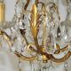 French Vintage Goldtone Metal & Crystal 3 Light Cage Chandelier 5502