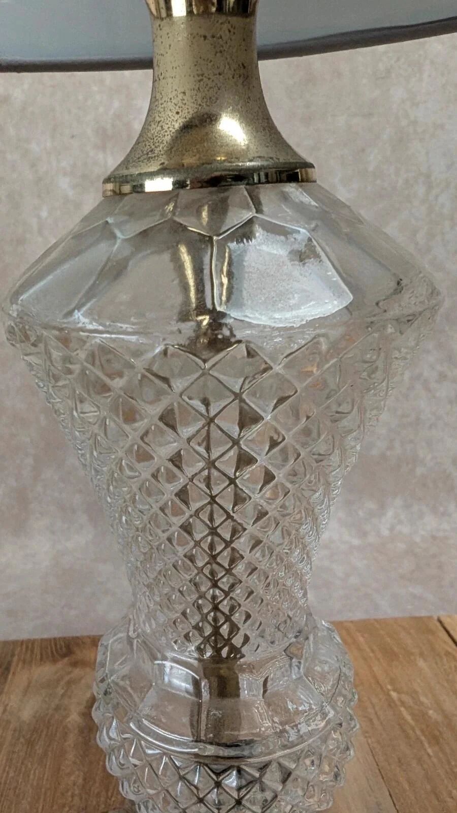 Lampe vintage verre et laiton années 50-60