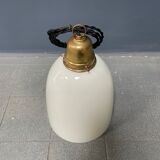 High opaline glass pendant lamp with brass fixture