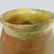 Beautiful little grease pot in yellow terracotta and glazed green. NINETEENTH century