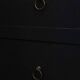 Black chest of drawers with 2 drawers, raw wood top and tapered legs