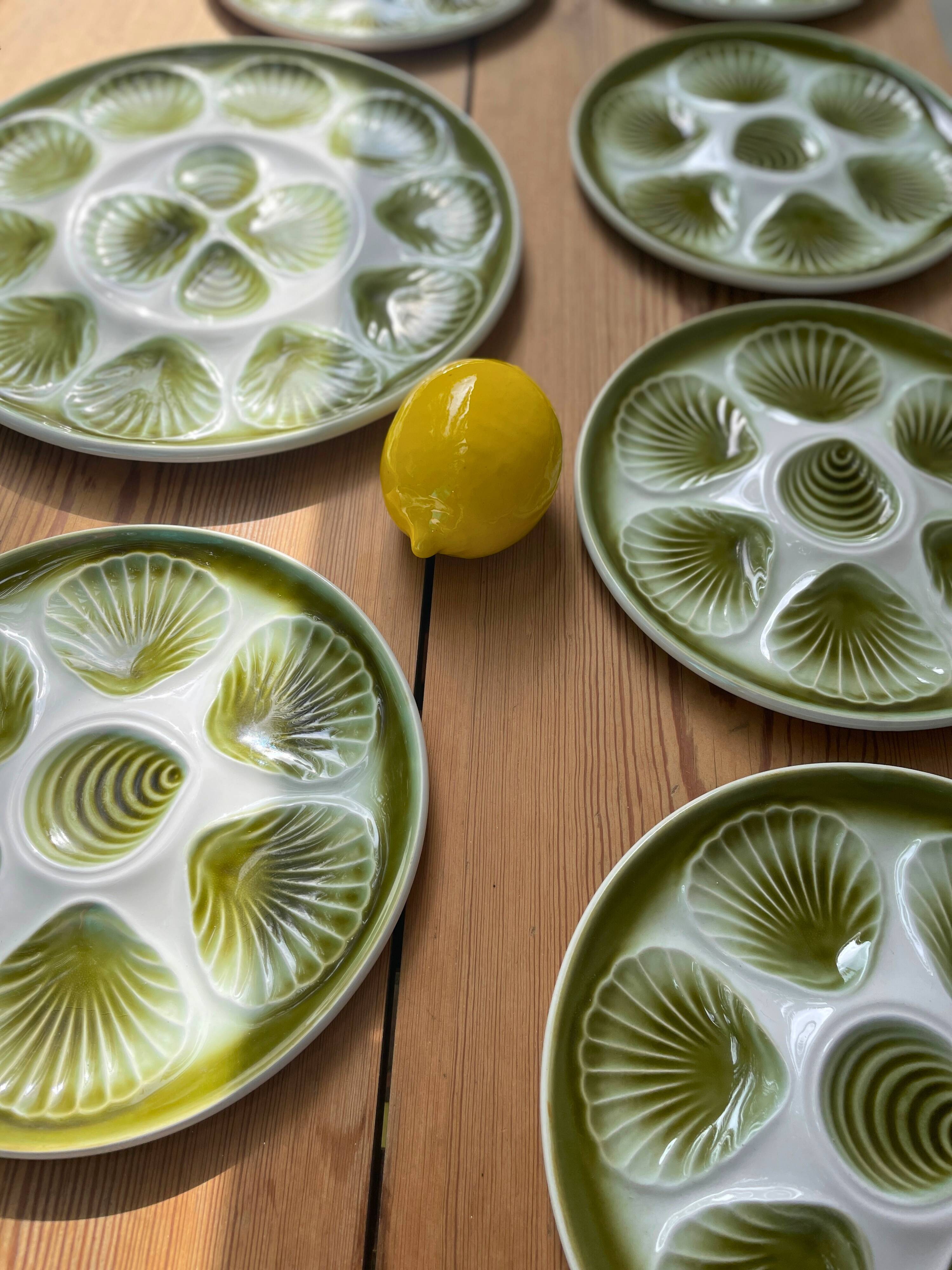 Barbotine oyster plates and dish