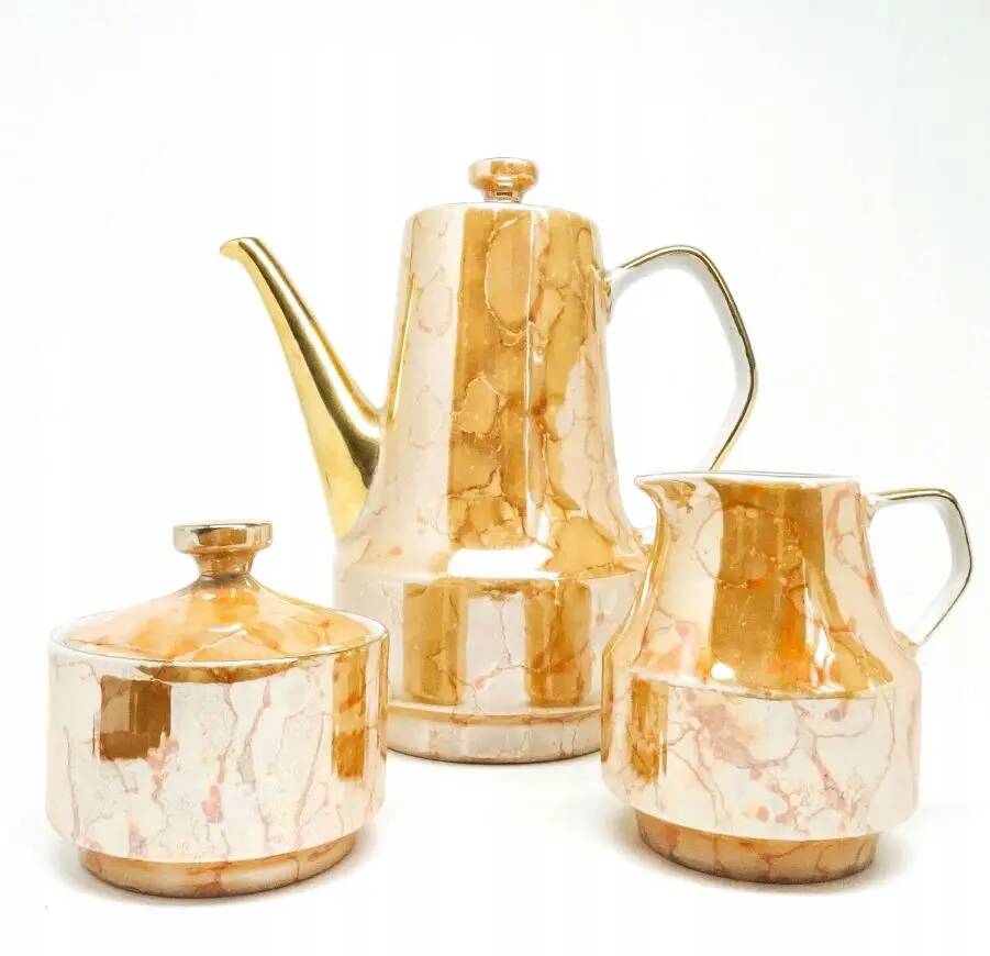 Roman set: jug, sugar bowl and milk jug, mid-century modern, porcelain, Chodzież, Poland, 1970s