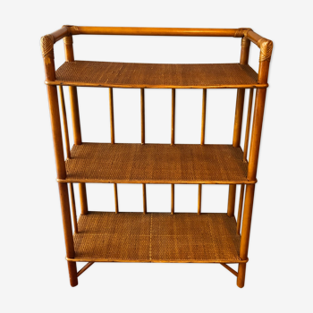 Vintage bamboo and rattan shelf