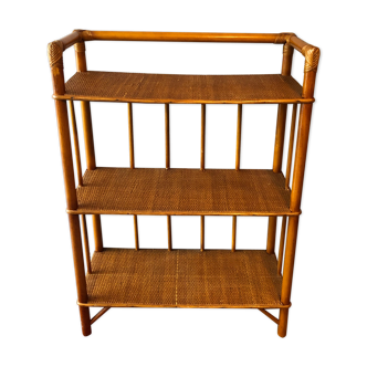 Vintage bamboo and rattan shelf