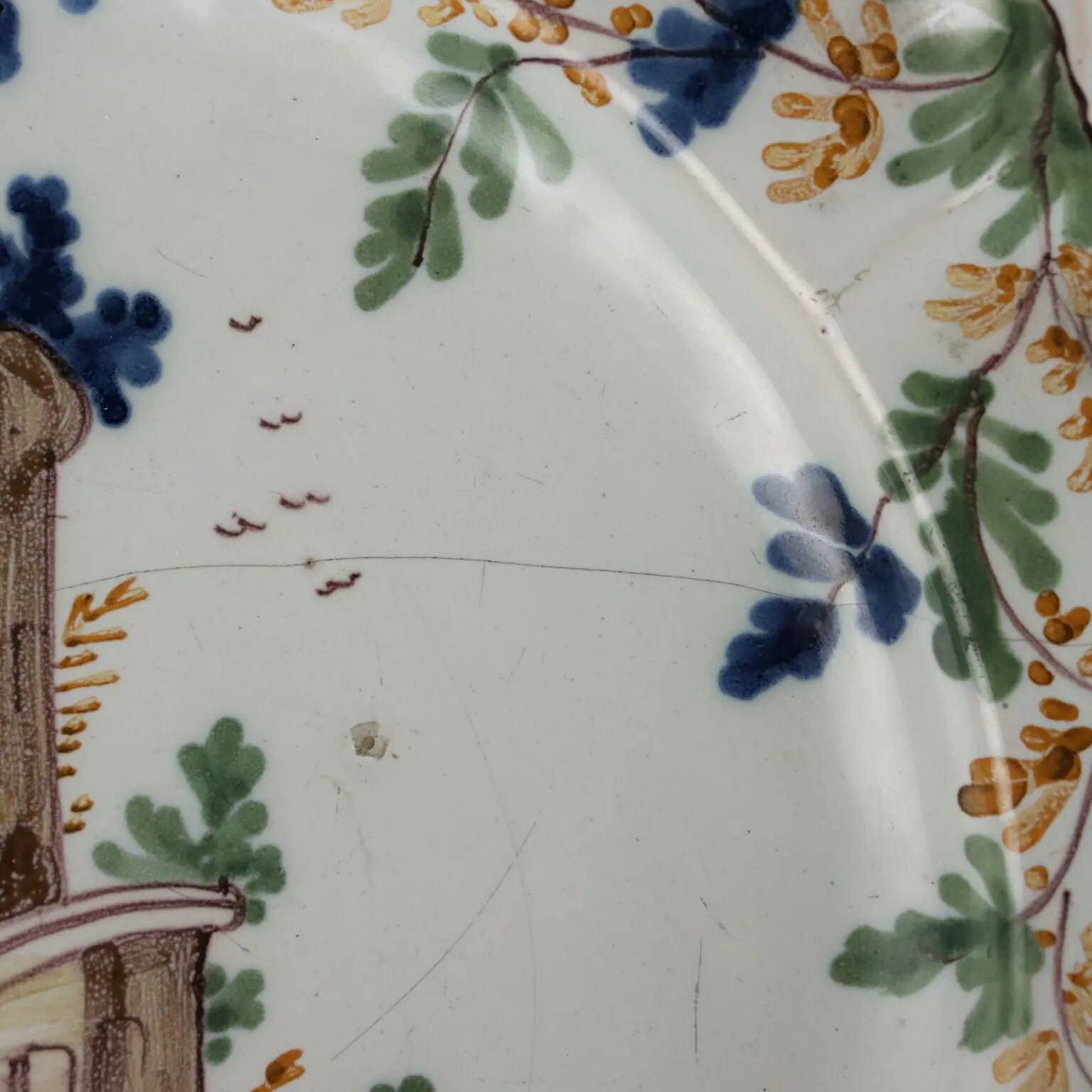 Antique majolica plate, Pavia, Italy, 18th century