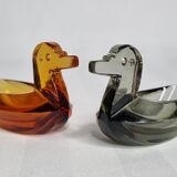 Pair of vintage colored crystal salerons, 8 cm