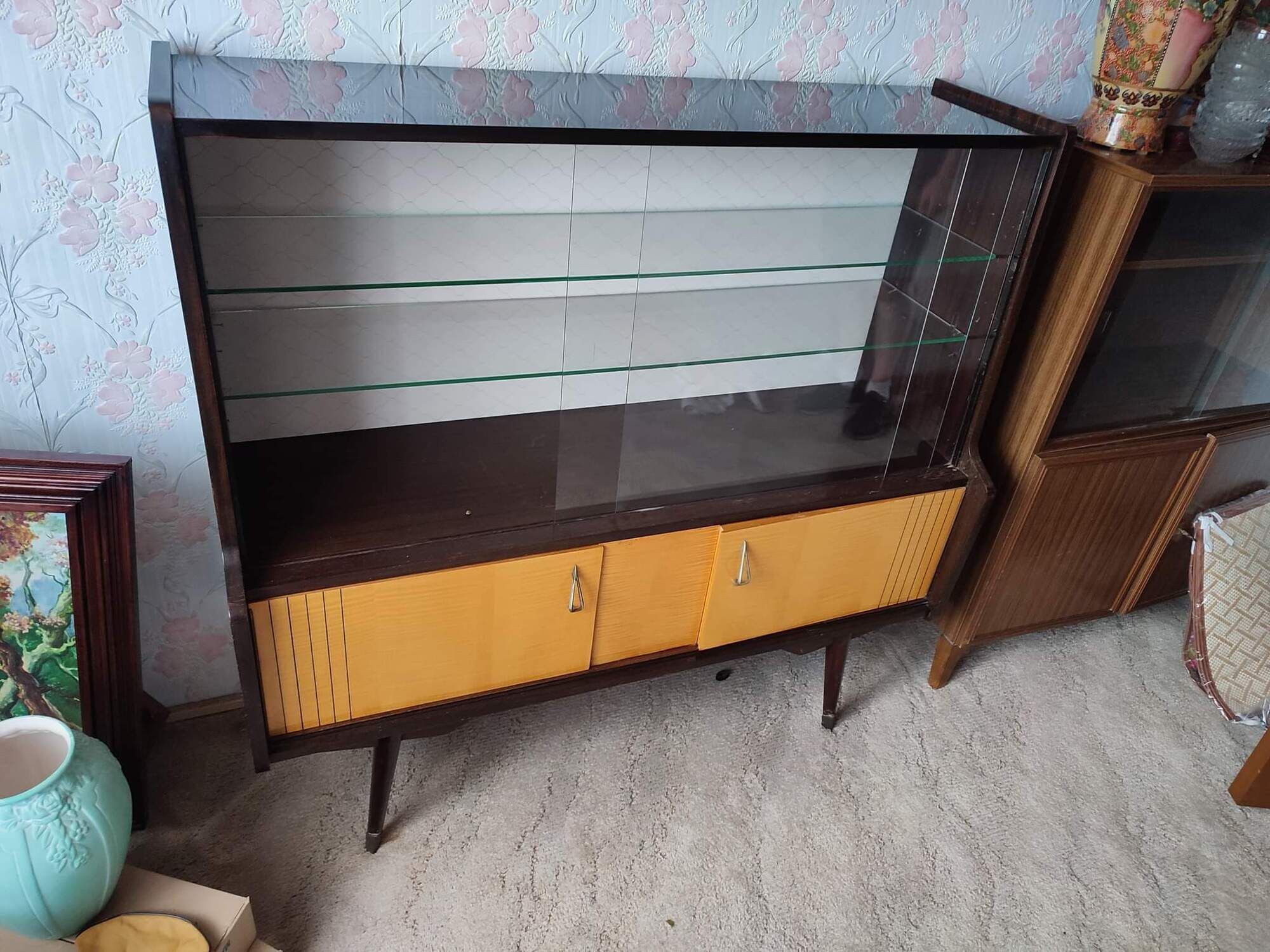 Old showcase buffet furniture vintage scandinavian wood