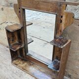 Antique mirror - Art Deco shelf in Burmese teak