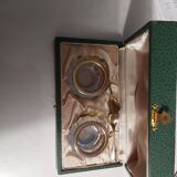 Pair of silver and opaline salt cellars 1950