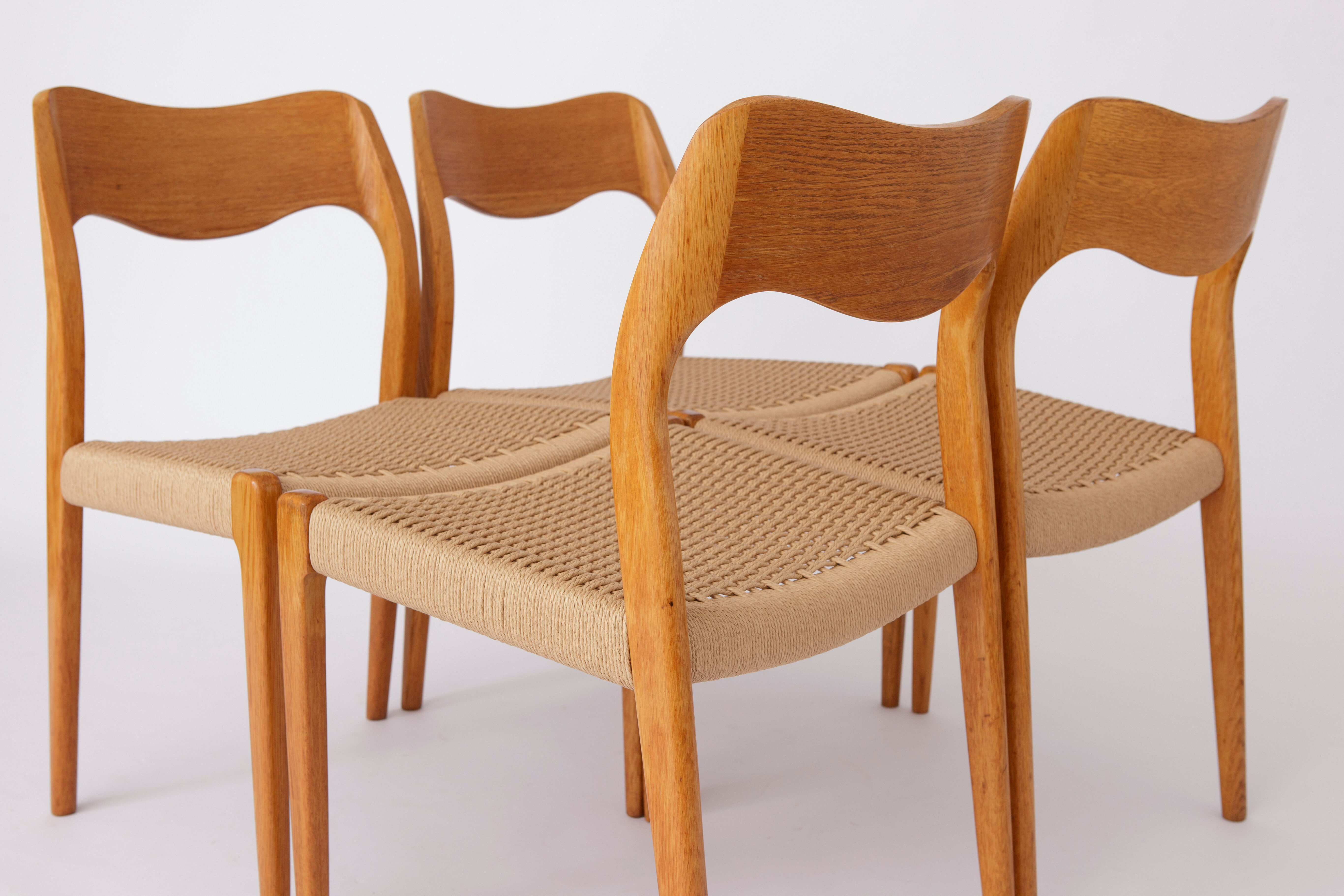 Set 4 chairs model 77 by Niels Møller Chairs 1950