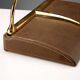 Vintage Gucci bookends in leather and brass, Italy, 1970s.