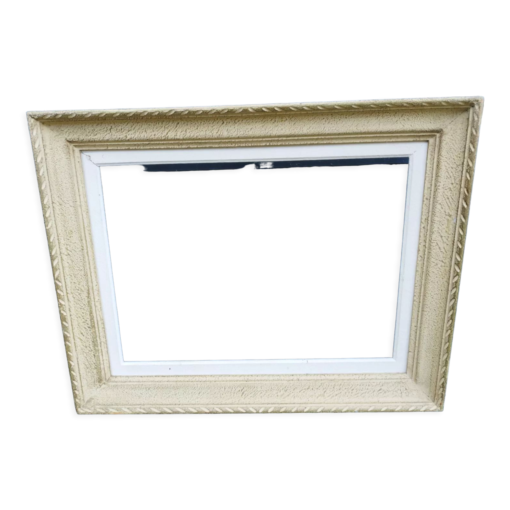 Old frame in gilded beige wood, 59x46 cm