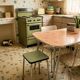 Tabouret Formica vert vintage