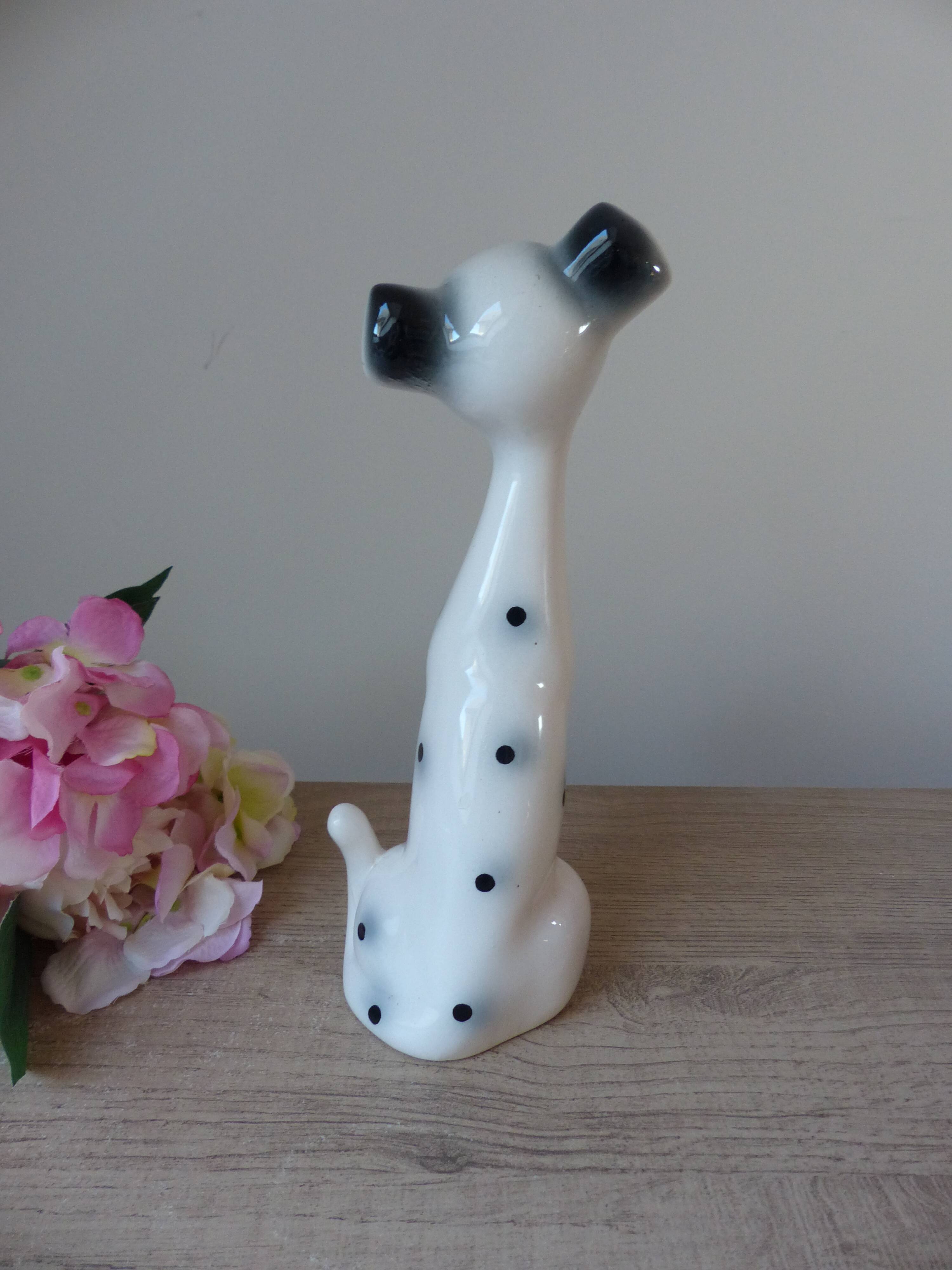 Large romantic ceramic Dalmatian dog figurine from the 1970s,