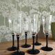 Set of 6 Arcoroc flutes with black stems – 1970s design
