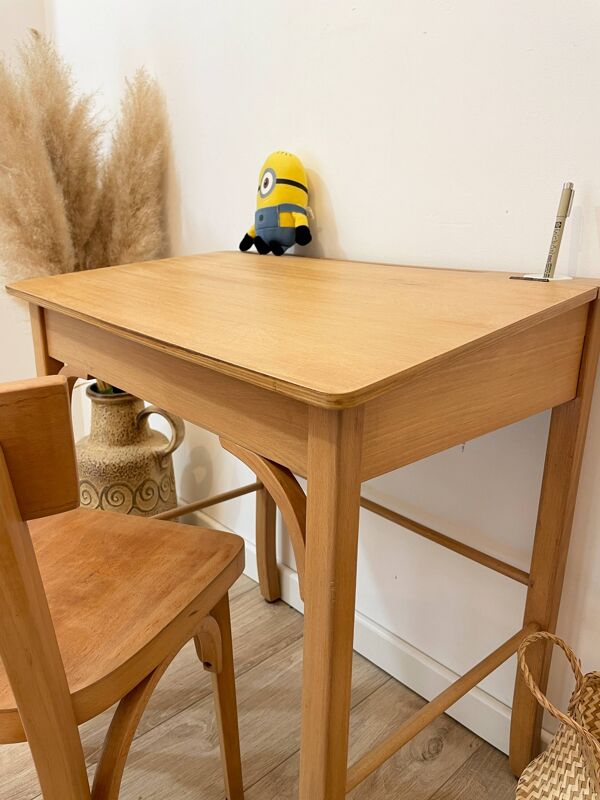 Pupitre/Bureau enfant et sa chaise - Baumann - Années 50/60