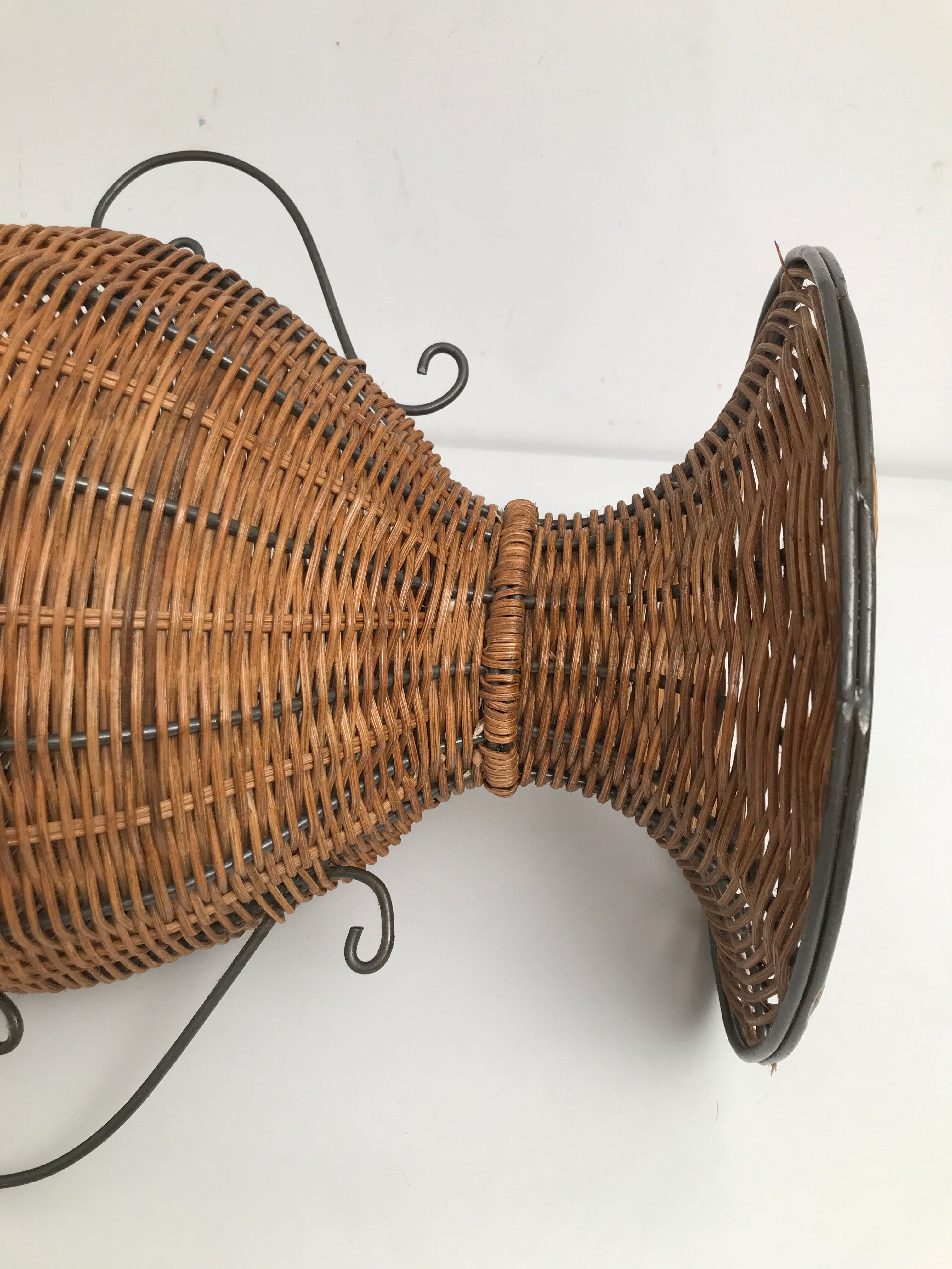 Vintage wrought iron wicker plant holder