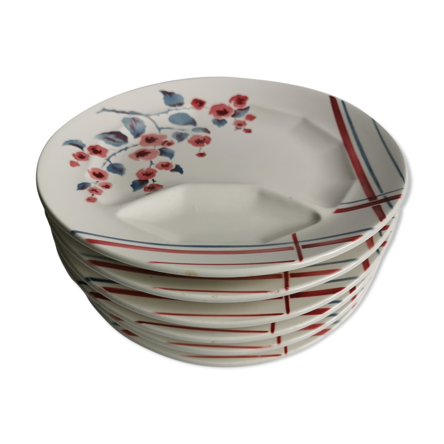 Ensemble de 6 assiettes Digoin Sarreguemines Cytise